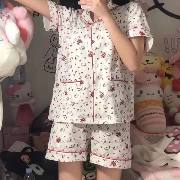 Character Student Pyjamas Cartoon Sanrioed Pajamas Suit Kawaii Hello Kittys Kuromi Summer Home ...