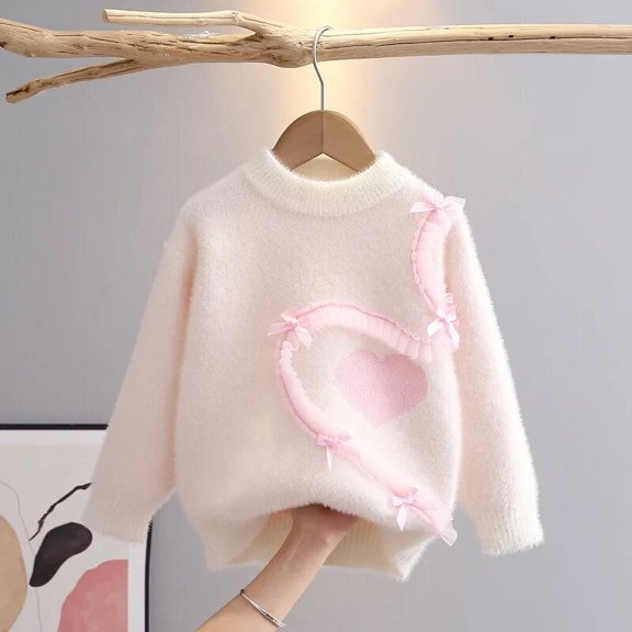 Cartoon Sanrios Melody Autumn and Winter Girls Sweater Warm Little Girl Cartoon Pullover Children's Round Neck Knitted Outerwear