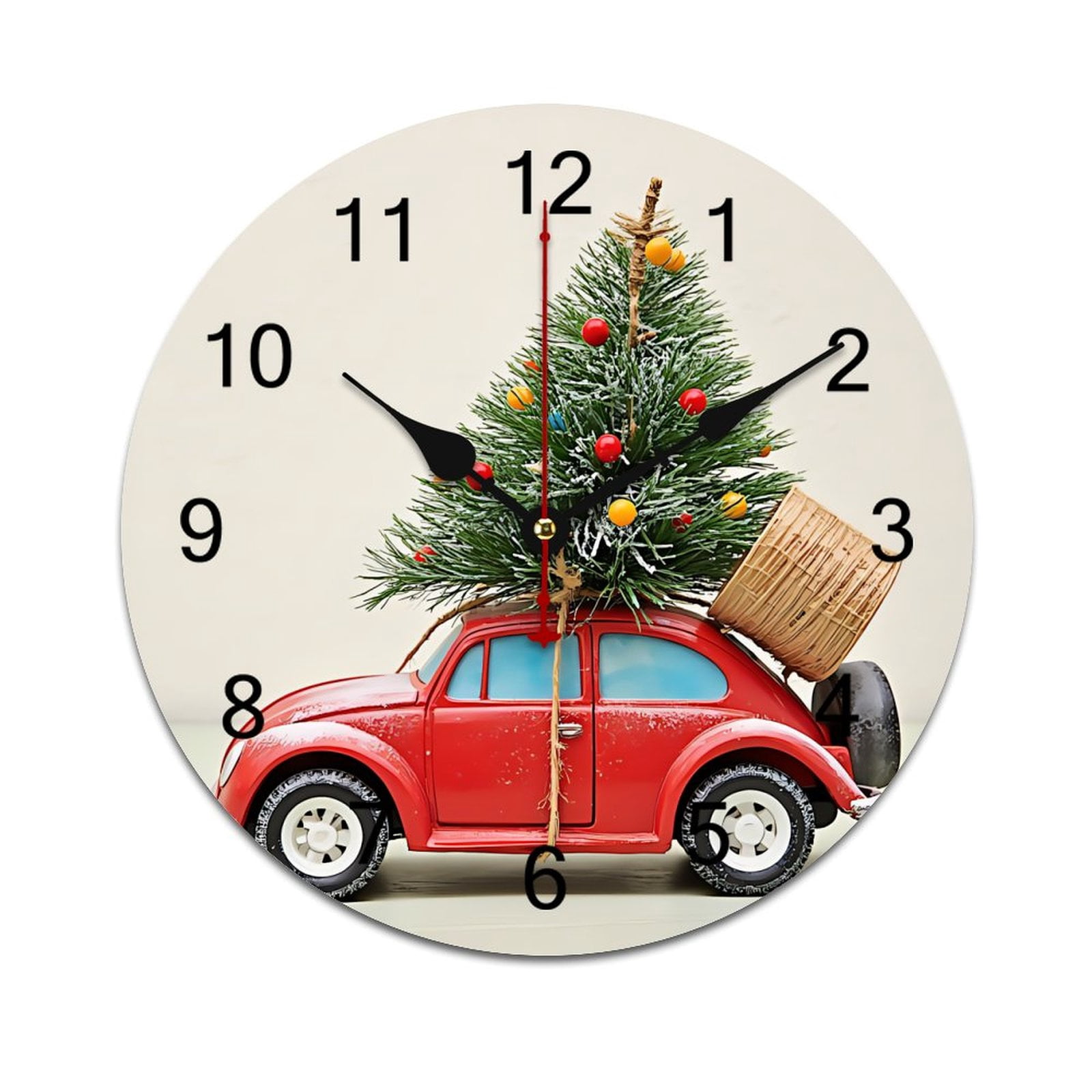 Cartoon Santa Claus Gift And Christmas Tree Red Truck Printed Silent ...