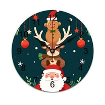Cartoon Santa Claus Gift And Christmas Tree Red Truck Time Decorative Wall Clocks Round Large Wall Watch Bedroom Home Decor 10 12 14 Inch