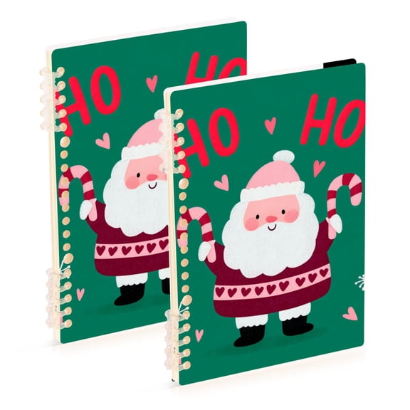 Cartoon Santa with Candy Cane Christmas Valentine Notebook Detachable Coil Notebook Diary Plan Book A5 Size 60 Pages 1 Pack
