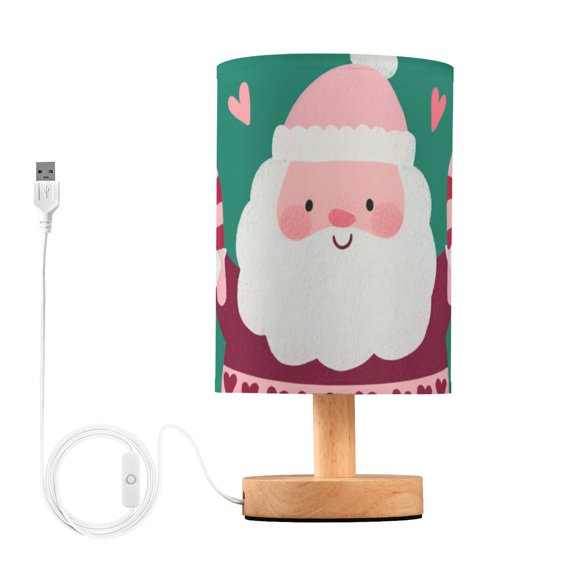Cartoon Santa with Candy Cane Christmas Valentine Table Lamp with USB Port LED Warm Light Lamp Night Light Home Decor