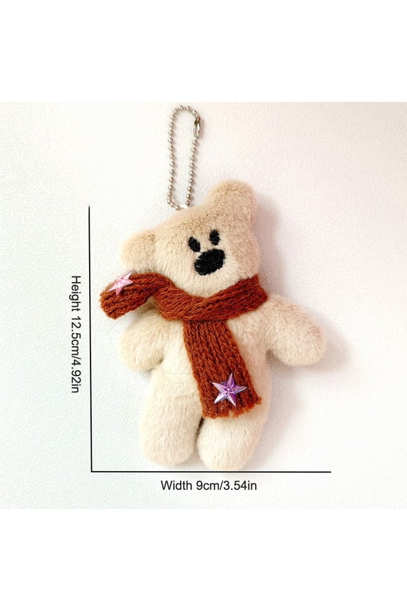 Cartoon Scarf Bear Keychain Plush Bear Doll Pendant Couple Pendant Keyring Backpack Charms Car Bag Decor NewYear Gift Accessory