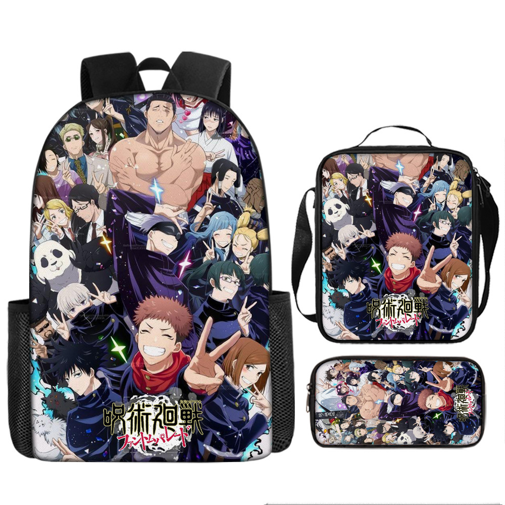 Cartoon School Bag Anime Backpack Large Capacity Three piece Set Cartoon School Bag Anime Backpack Large Capacity Three piece Set