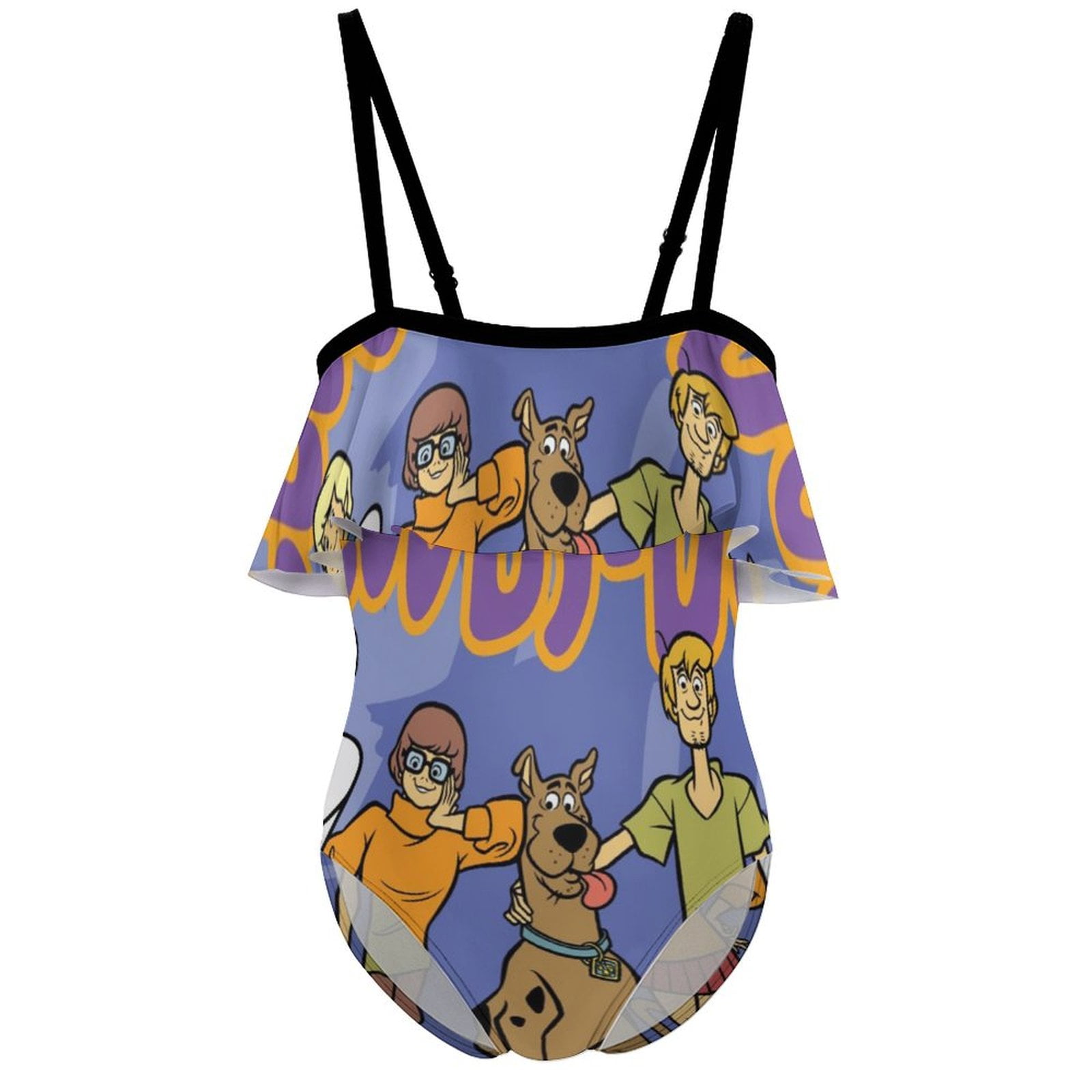 Cartoon Scooby Doo Children's Swimsuit Adjustable Off Shoulder Ruffle ...