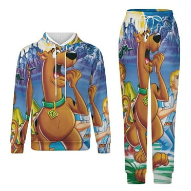 Cartoon Scooby Doo Unisex Hoodies And Sweatpants Set Sweatshirts Jogger Pants Hooded Hoody Tracksuits Set Suit Winter Daily Adult Sweatsuit 2 Pcs