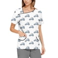 thumbnail image 1 of Cartoon Scrubs For Women，Scrubs for Women Trendy Easter Printing Plus Size Scrubs Tops Casual V Neck Short Sleeve Uniform with Pocket，White，XXXXL, 1 of 5