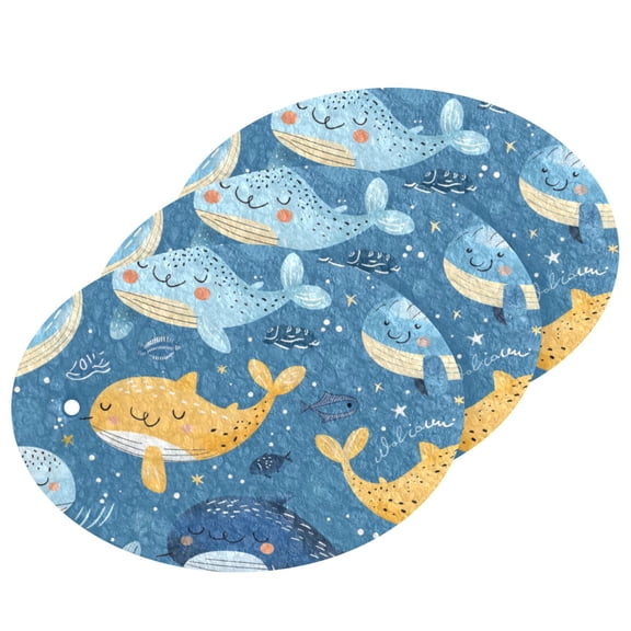 Cartoon Sea Animals 3 Pack Dish Sponges Bulk Natural Sponges Compressed Sponges Non-Scratch for Kitchen Cleaning Dishes