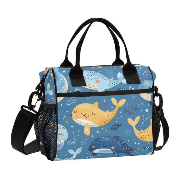 Cartoon Sea Animals Cooler Bag Lunch Bag Soft Cooler Cooling Tote Insulated Lunch Box for Adult Men Women