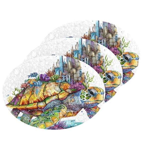 Cartoon Sea Turtle 3 Pack Dish Sponges Bulk Natural Sponges Compressed Sponges Non-Scratch for Kitchen Cleaning Dishes