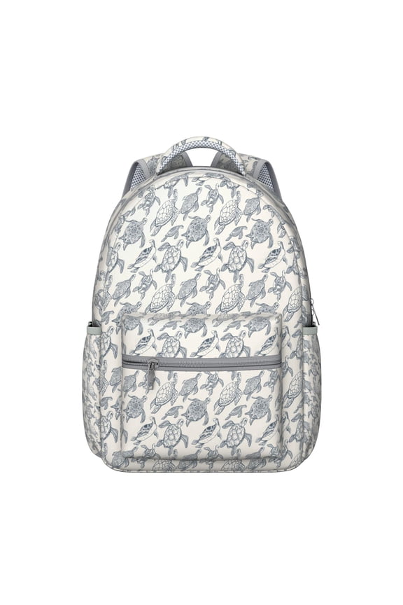 Cartoon Sea Turtle and Coral Reef Student Backpack Durable Waterproof School Bag, Adjustable Straps, Breathable Foam Padding, Large Capacity for Outdoor Activities and Beach