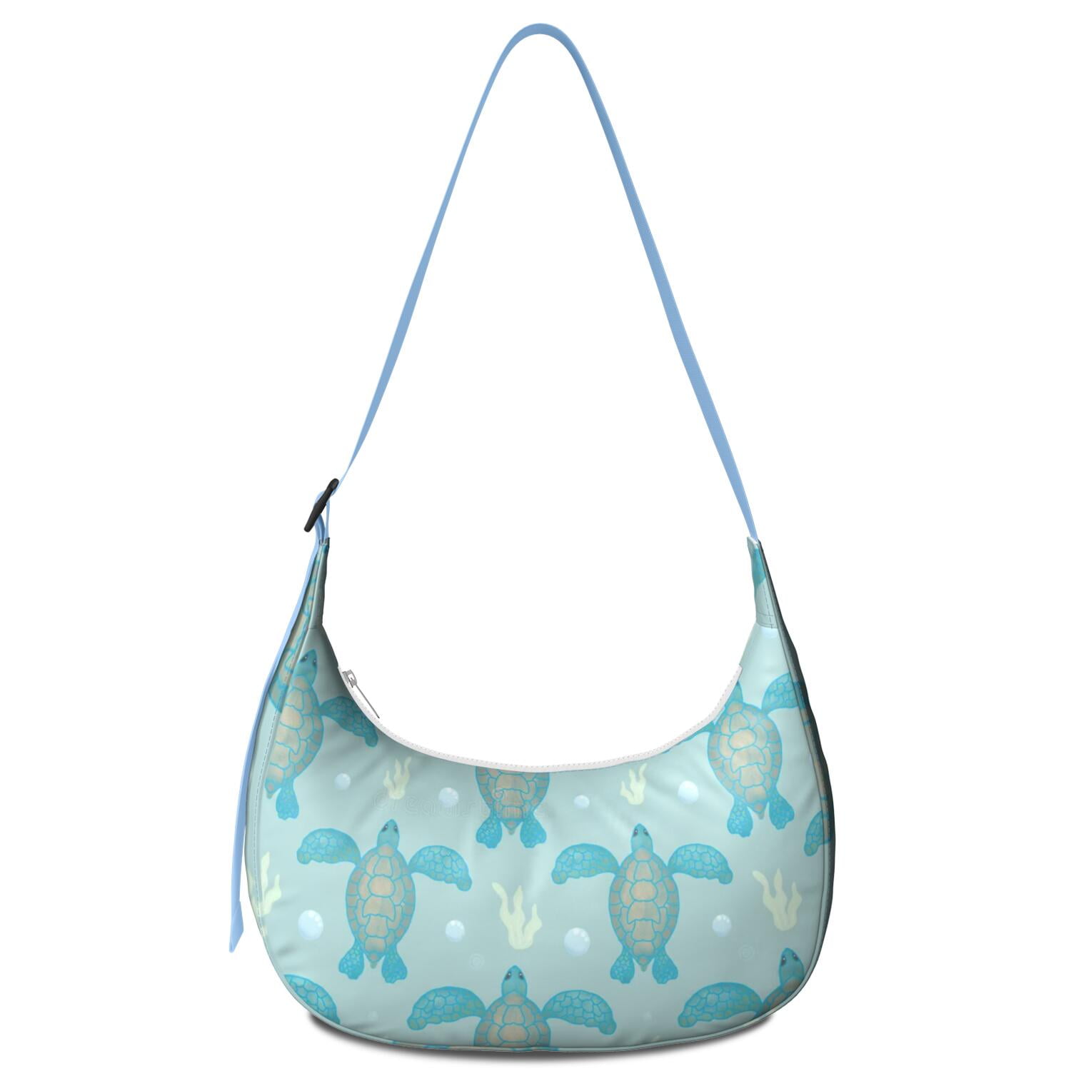 Guy Harvey Blue Sea Turtle Crossbody Bag - Cotton Canvas Shoulder Bag With Interior Pocket - View #8