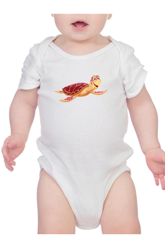 Cartoon Sea Turtle Happy Bodysuit Infant -Image by Shutterstock, 12 Months