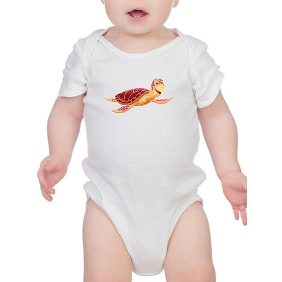 Cartoon Sea Turtle Happy Bodysuit Infant -Image by Shutterstock, 12 Months
