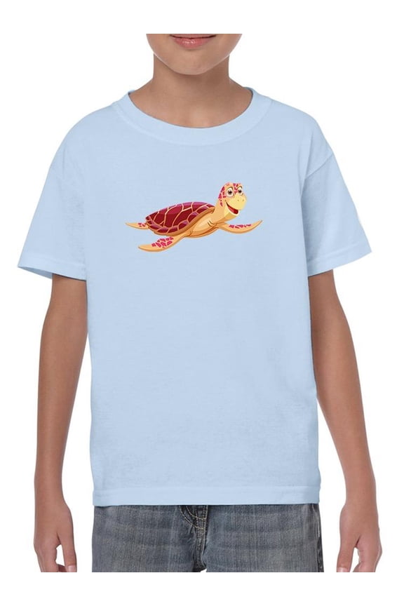 Cartoon Sea Turtle Happy T-Shirt Juniors -Image by Shutterstock, Small
