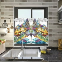 Cartoon Sea Turtle Kitchen Curtains Half Tier Curtain 2 Rod Pockets Bathroom Bedroom Cupborad Living Room 27"x24"