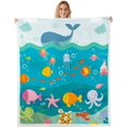 thumbnail image 1 of Cartoon Sea Turtle Sherpa Blanket Cute Dolphin Octopus Fish Plush Blanket for Sofa Couch Bed Ocean Marine Wave Fleece Throw Blanket Sea Creatures Fuzzy Blanket Colorful Room Decor Throw 50x60 Inch, 1 of 6