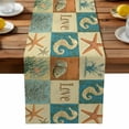 thumbnail image 1 of Cartoon Seahorse Starfish Table Runner, Ocean Fish Seaweed Coastal Kitchen Table Runners Dress Scarves for Table Decorations Party/Restaurant/Indoor Outdoor Use, 13x36in, 1 of 9
