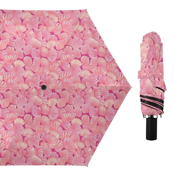 Cartoon Seashells Compact Sun Umbrella Windproof Travel Umbrellas for Rain Strong Portable UV Protection