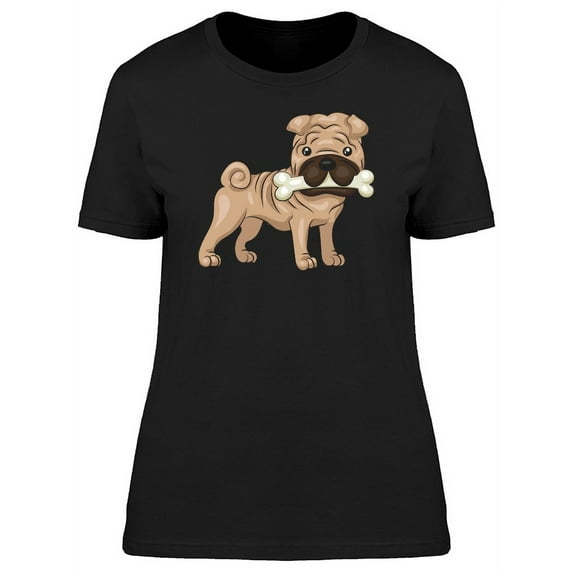 Cartoon Shar Pei With A Bone T-Shirt Women -Image by Shutterstock, Female Large