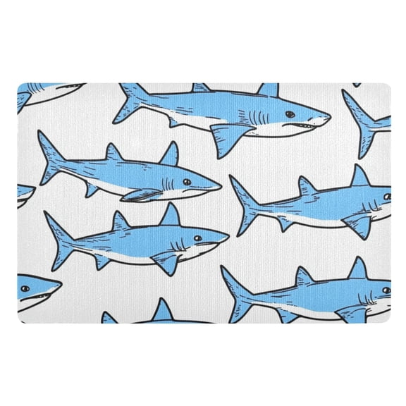 Cartoon Shark Design Floor Door Mat Outdoor Indoor for Home Entrance Welcome Mats 32"x20"