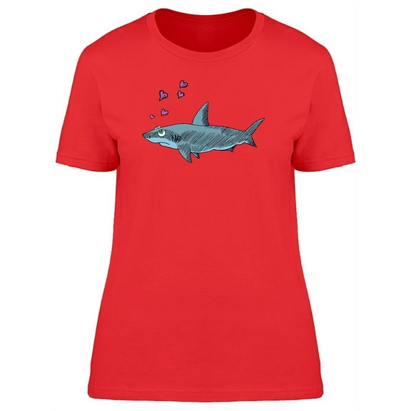 Cartoon Shark In Love T-Shirt Women -Image by Shutterstock, Female x-Large