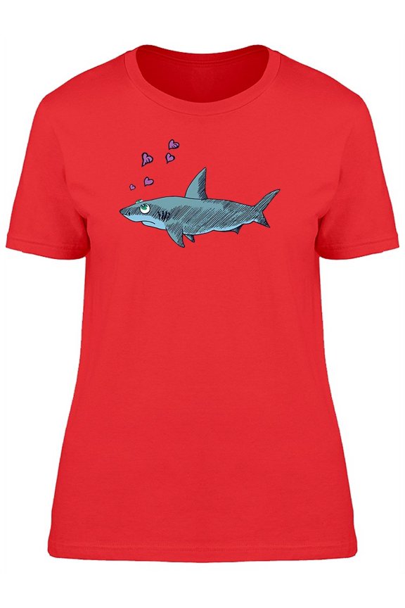 Cartoon Shark In Love T-Shirt Women -Image by Shutterstock, Female x-Large
