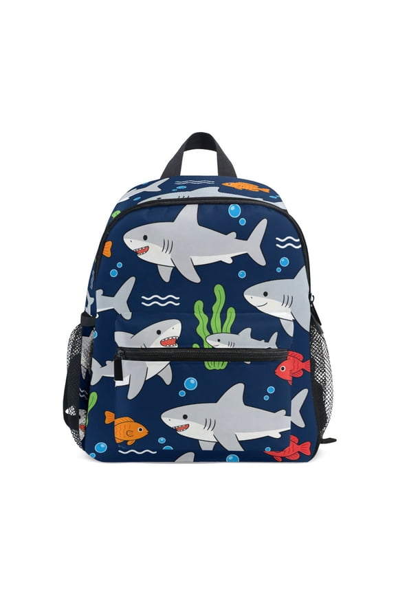 Cartoon Shark Mini Backpack Cute Small Backpack with Chest Strap and Whistle Ages 3-8