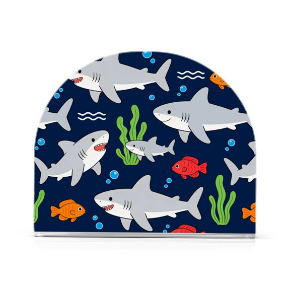 Cartoon Shark Napkin Holder Acrylic Napkin Dispenser Clear Modern Tabletop for Kitchen Counter 2 Pack
