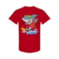 thumbnail image 1 of Cartoon Shark Surfing T-Shirt Men -Image by Shutterstock, Male 3X-Large, 1 of 2