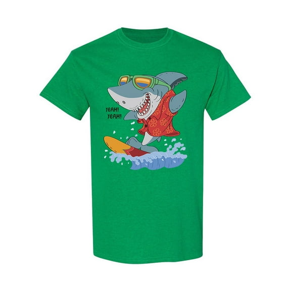 Cartoon Shark Surfing T-Shirt Men -Image by Shutterstock, Male Small