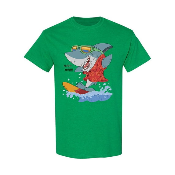 Cartoon Shark Surfing T-Shirt Men -Image by Shutterstock, Male Small