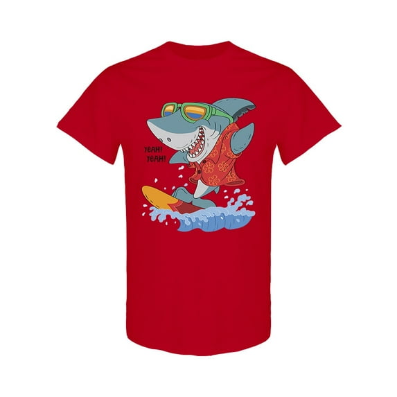 Cartoon Shark Surfing T-Shirt Men -Image by Shutterstock, Male Small
