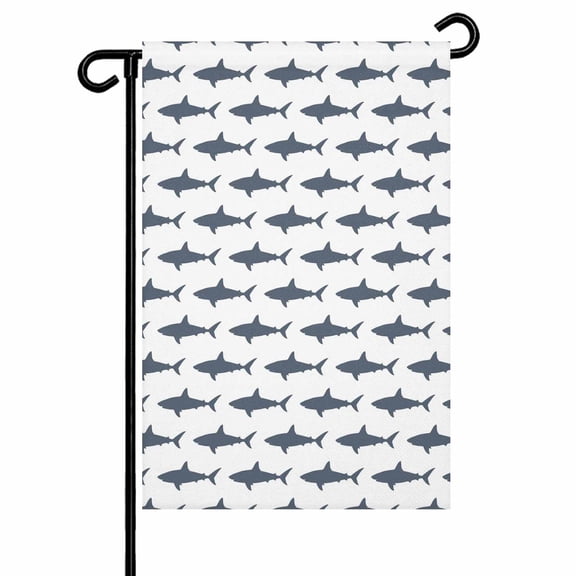 Cartoon Sharks Garden Flags for Outside Ocean Sea Marine Life Double Sided Yard Flags Outdoor House Decoration, Small 12X18 Inch,