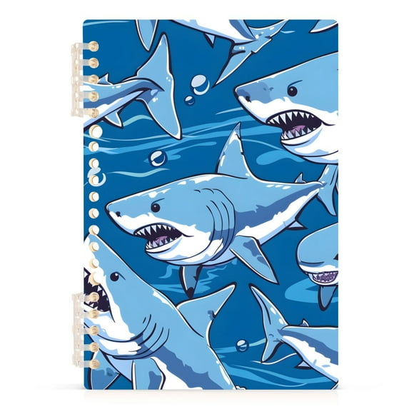 Cartoon Sharks Spiral Journal Notebook College Ruled Notebook 8.3" x 5.7" A5 Lined Thick Paper Page