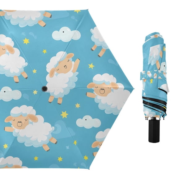 Cartoon Sheep Cloud Star Compact Sun Umbrella Windproof Travel Umbrellas for Rain Strong Portable UV Protection