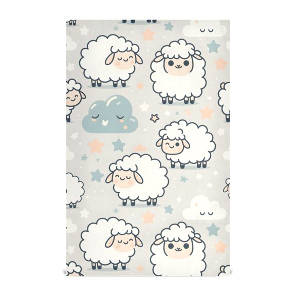 Cartoon Sheep Kitchen Towels Waffle Weave Decorative Tea Towels Multi Use Dishcloths 28x18in