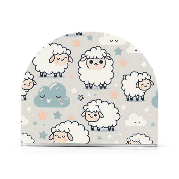 Cartoon Sheep Napkin Holder Acrylic Napkin Dispenser Clear Modern Tabletop for Kitchen Counter 2 Pack