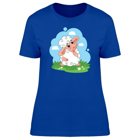 Cartoon Sheep On Meadow T-Shirt Women -Image by Shutterstock, Female XX-Large
