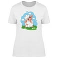 thumbnail image 1 of Cartoon Sheep On Meadow T-Shirt Women -Image by Shutterstock, Female x-Large, 1 of 2