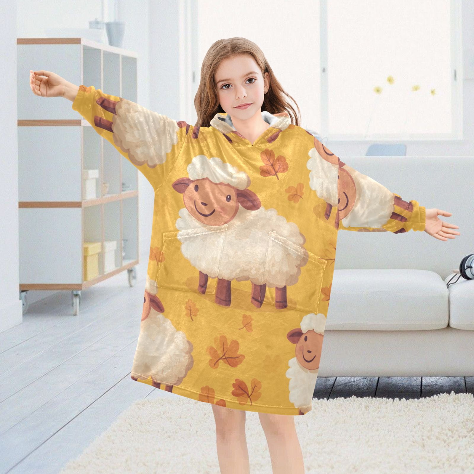 Kids Oversized Hoodie Blanket in Cow main image 1