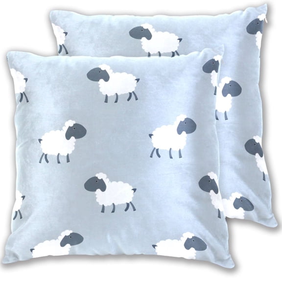 Cartoon Sheeps Throw Pillow Covers Pillowcases 18 x 18 Inch Home Decor 2 Packs for Bedroom Sofa