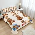 thumbnail image 1 of Ambesonne Cartoon Fitted & Top Sheet Set with Shams, Teddy Bear Design, Chocolate Cream, 1 of 8