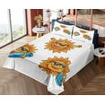 thumbnail image 1 of Ambesonne Summer Fitted & Top Sheet Set with Shams, Hippie Surfboards Sun, Orange White, 1 of 5
