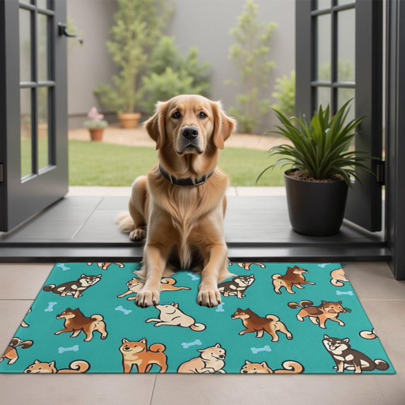 Cartoon Shiba Inu Dog Door Rugs,Washable Non Slip Door Mats Indoor,Decorative Door Mats,Entry Mat Indoor for Entrance,Bedroom,Kitchen,Bathroom,20"x32"