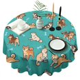thumbnail image 1 of Cartoon Shiba Inu Dog Round Tablecloth 60"x60",Wrinkle Wipeable Table Cloth for Kitchen Dining Room Picnic Patio Party, 1 of 6