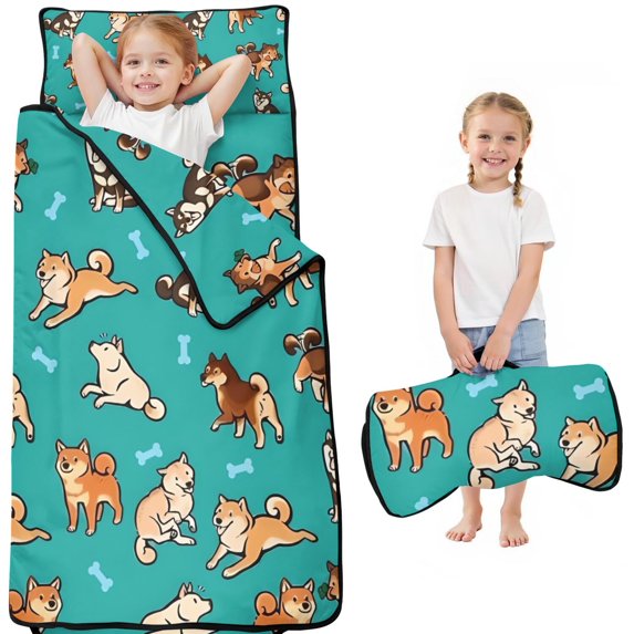 Cartoon Shiba Inu Dog Toddler Nap Mats for Kids Preschool,Sleeping Mat Bag or Kids,Toddler Sleeping Bag,Toddler Nap Mat or Daycare
