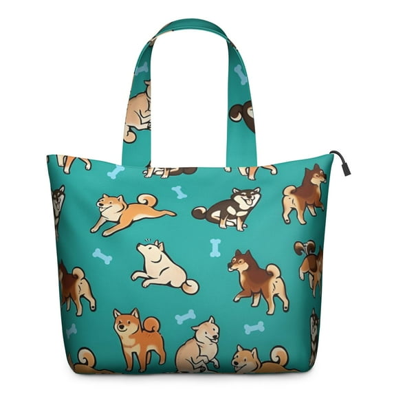 Cartoon Shiba Inu Dog Travel Tote Bags for Women Carry On,Large Weekender Bags for Women Travel,Multi Functional Duffle Bag for Work,Shopping,Sports