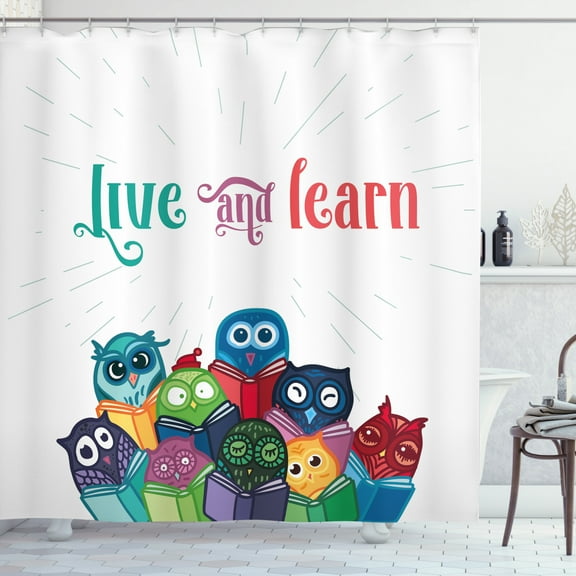 Ambesonne Cartoon Shower Curtain, Like Owls Style, 69"Wx70"L, Multicolor