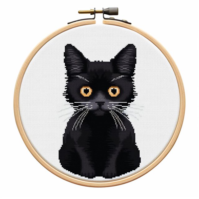 Cartoon Simple Black Cat DIY Stamped Cross Stitch Kits Easy for